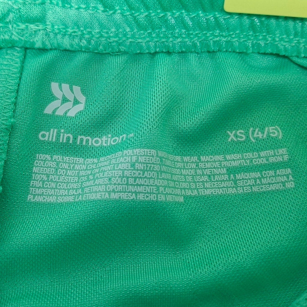 Lot of 2 New All In Motion Boys XS (4/5) Green Gray PolyCotton Sports Shorts