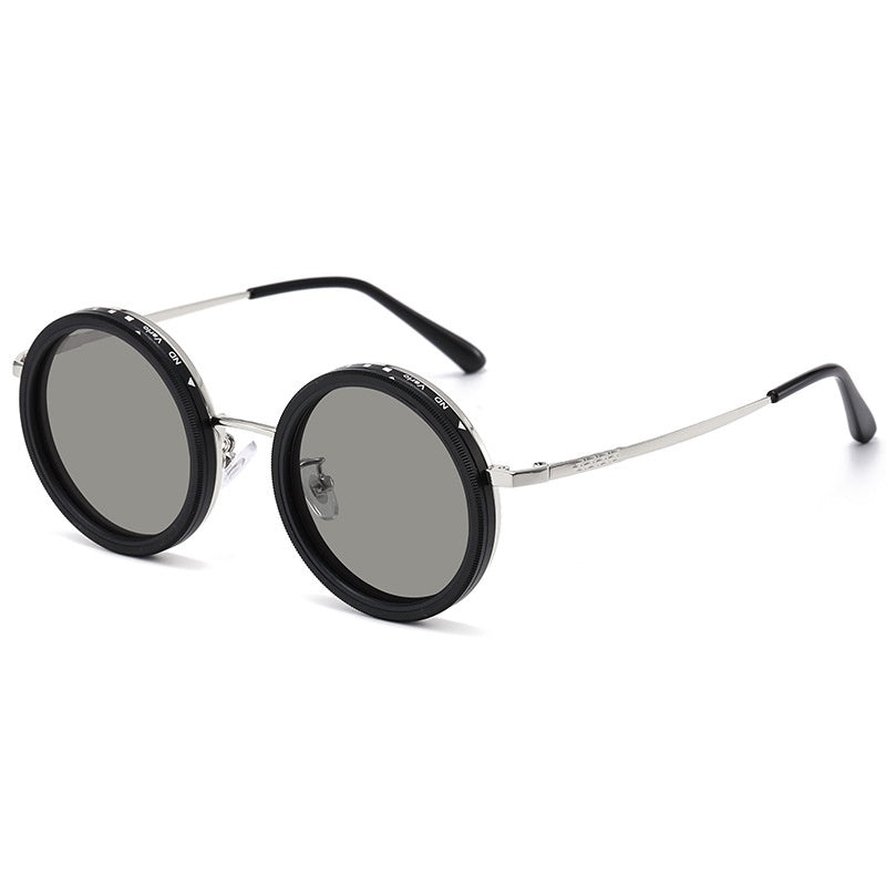 ND Adjustable New Punk Cross-mirror Rotating Color-changing Polarized Sun Glasses