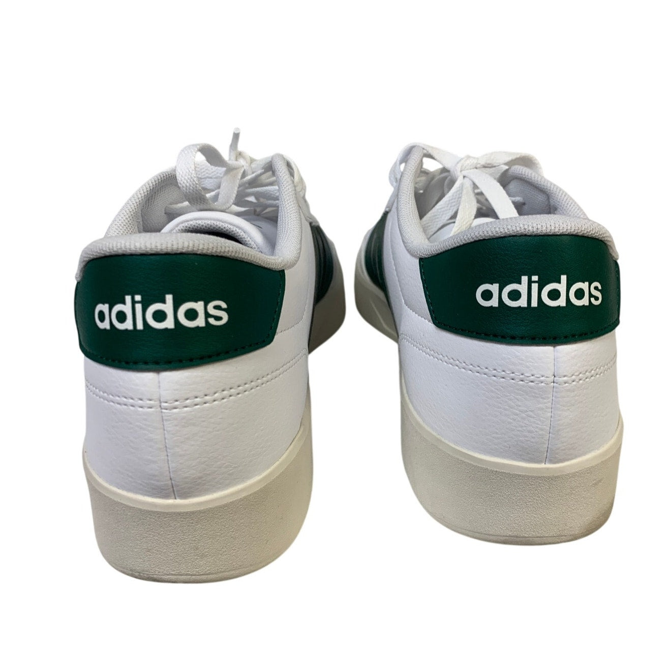 Adidas Mens Size 13 White Faux Leather Green Stripe Breaknet 3.0 Athletic Shoes