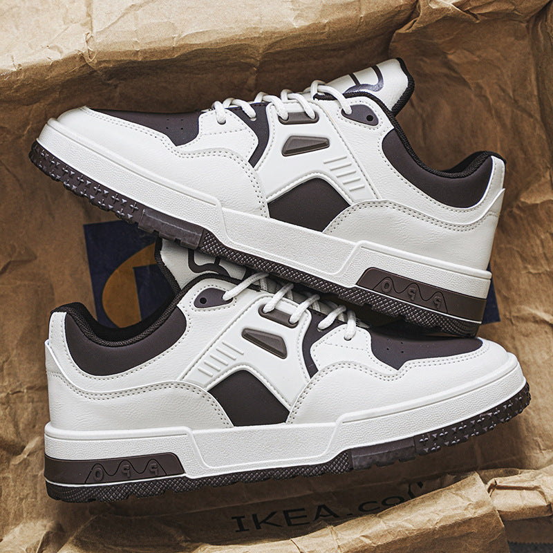 Men's Chunky Low-Top Sneakers - Casual Skate Shoes with Thick Rubber Sole