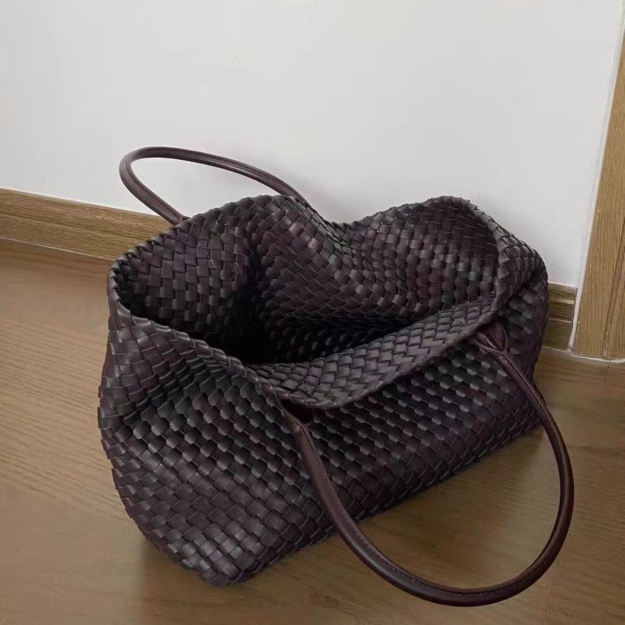 Large Capacity Embossed PU Leather Shoulder Tote Handbag