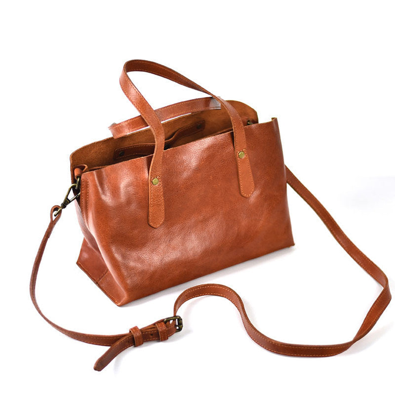 Women's Vintage Soft PU Leather Shoulder Bag | Everyday Commuter Handbag | Coffee & Brown