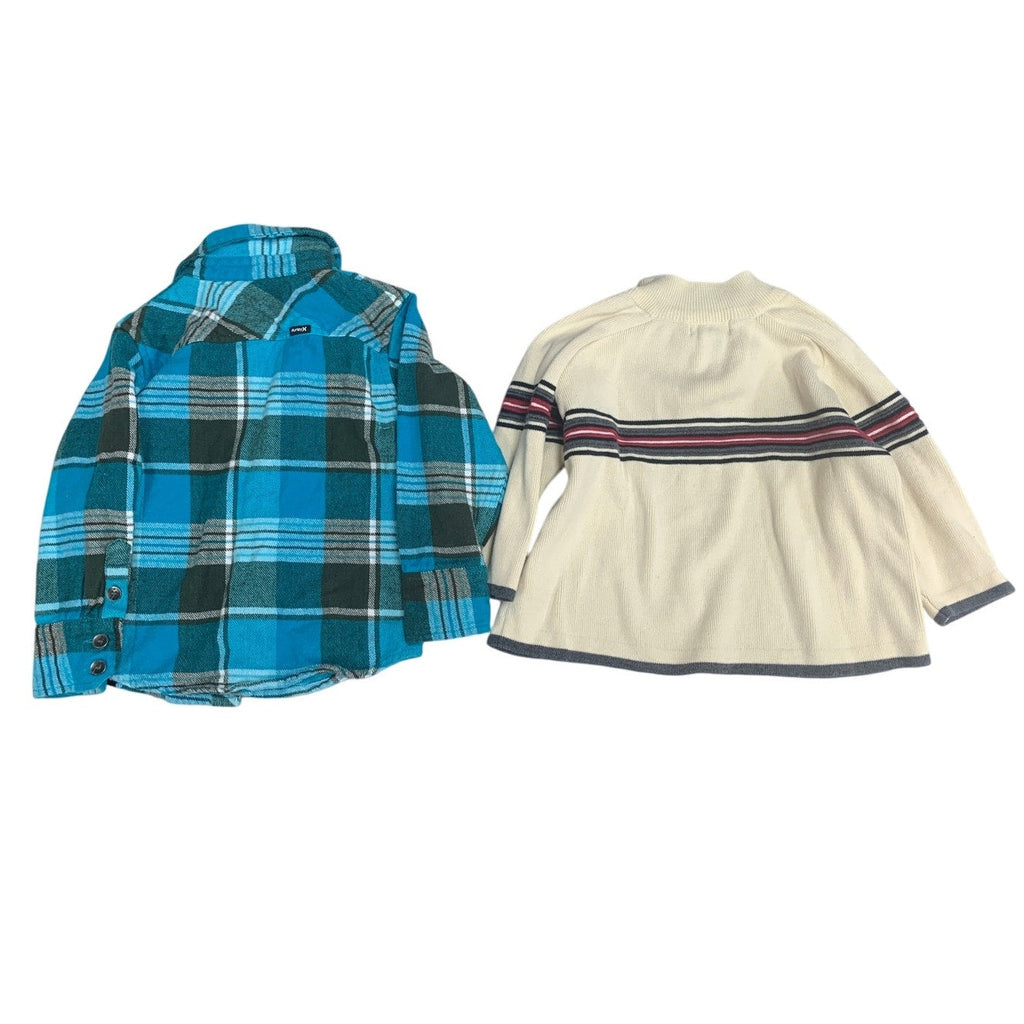 Lot of 2 Hurley The Childrens Place Baby Boy 3T Long Sleeve Plaid Shirt Sweater