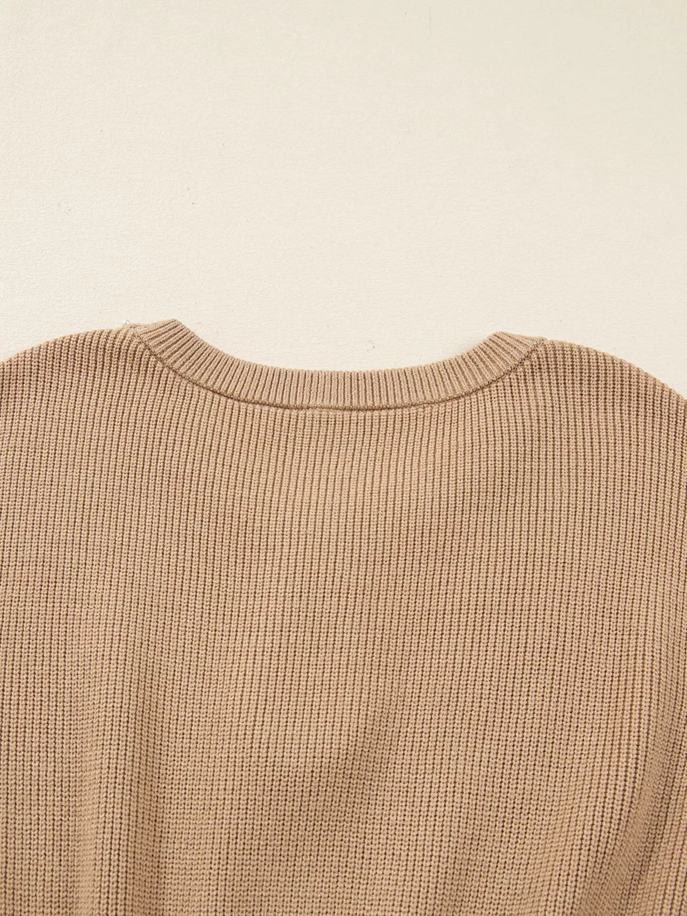 Pearl Embellished Keyhole Ribbed Sweater Dress