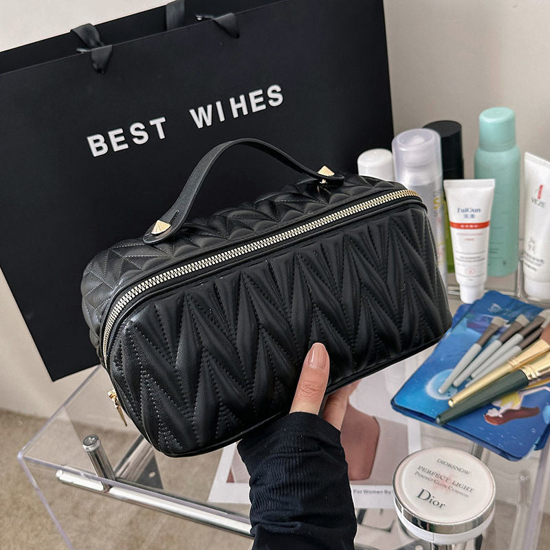 Geometric Print Waterproof Tote Bag - High Capacity PU Leather Storage Bag for Women