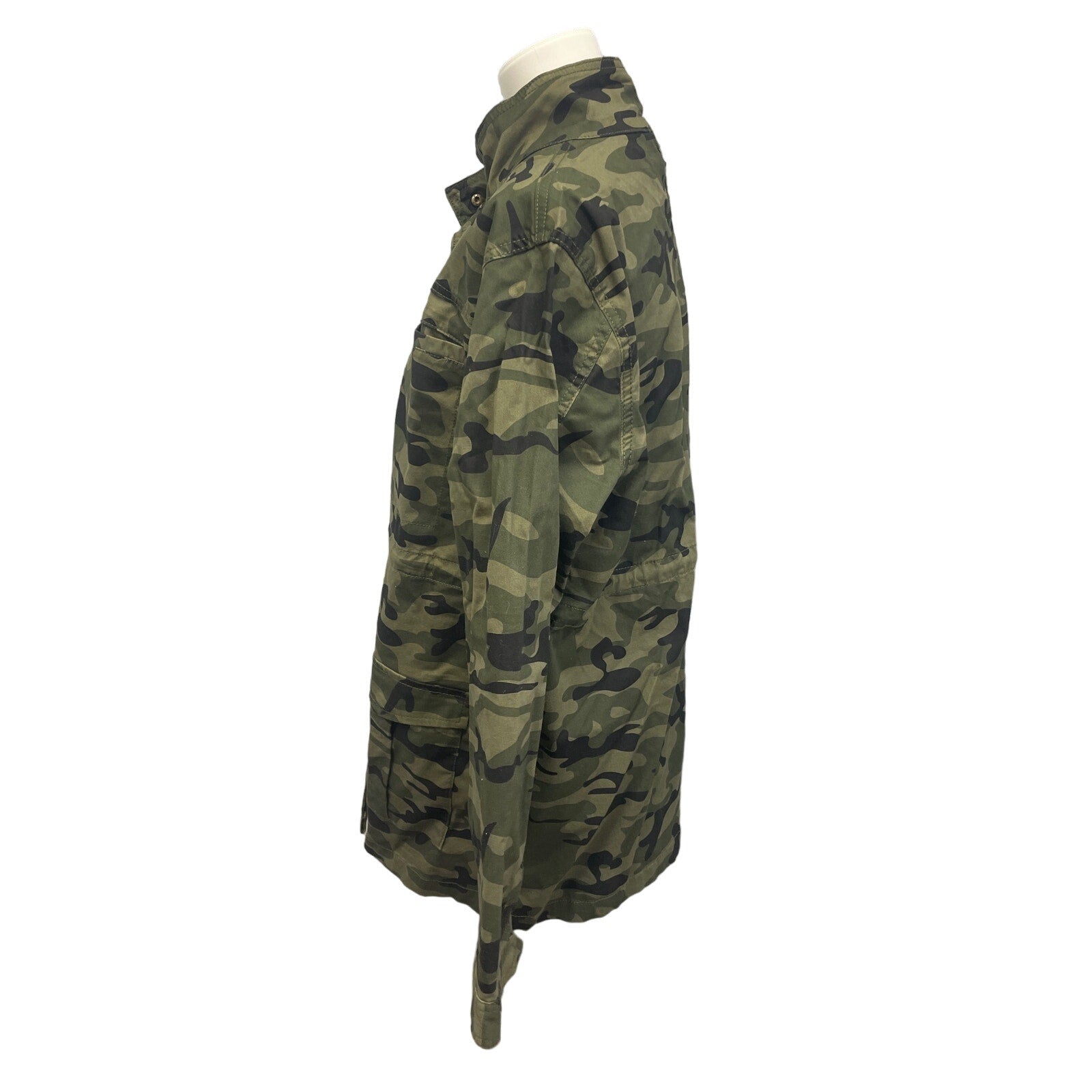 Serra Womens Large Camouflage Camo Long Sleeve Stretch Cotton Snap Up Jacket