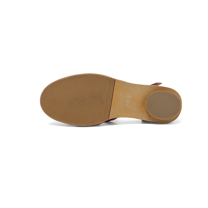 Washed Full Grain Leather Fisherman Sandals