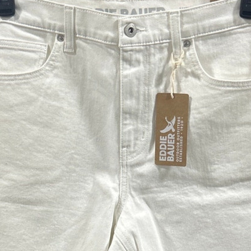 New Eddie Bauer Women Size 10 White Stretch Cotton High Rise Cutoff Denim Shorts