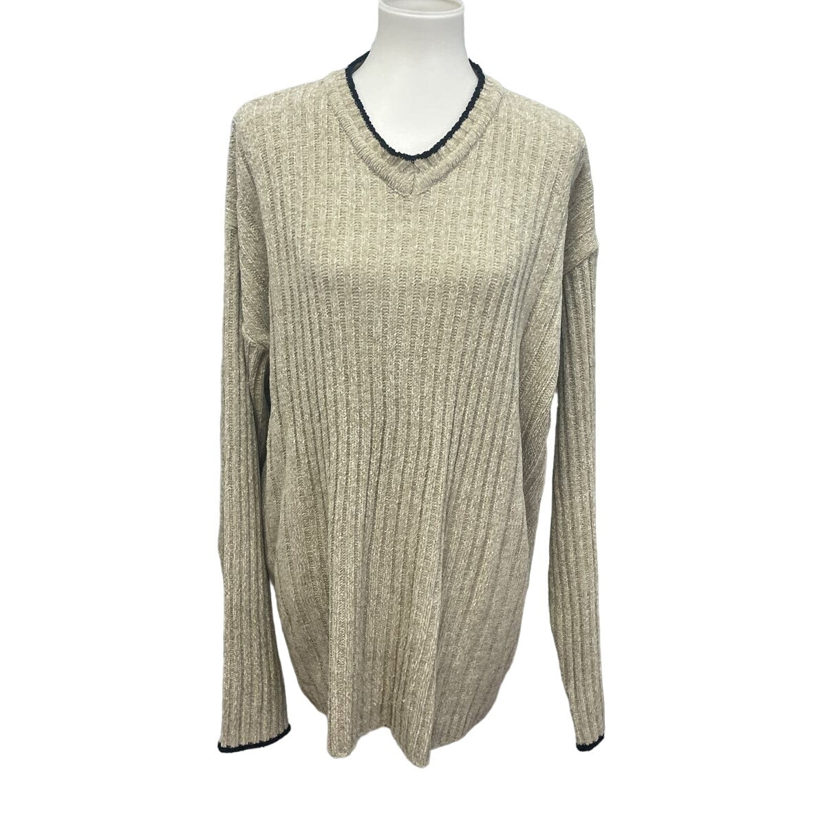 Untied Mens 3XL Long Sleeve Super Soft Acrylic V-Neck Solid Tan Pullover Sweater