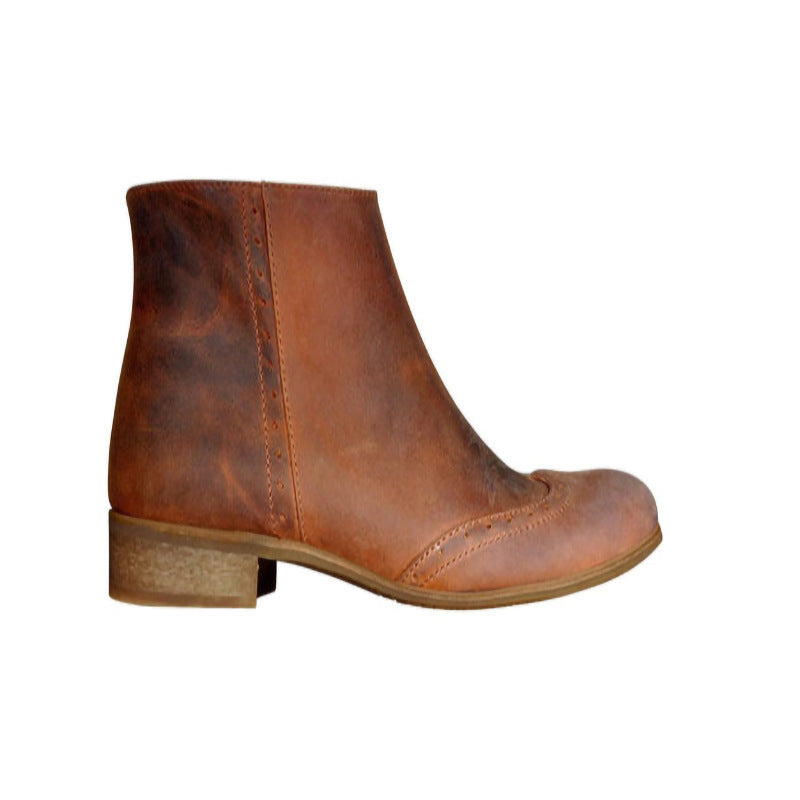 Women's Waterproof Platform Ankle Boots - Korean Style Side Zipper Low Heel Boots