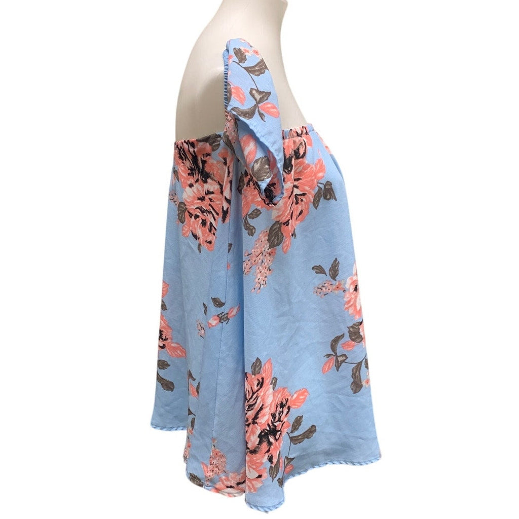 Million Bullpup Womens Large 100% Polyester Floral Off The Shoulder Top