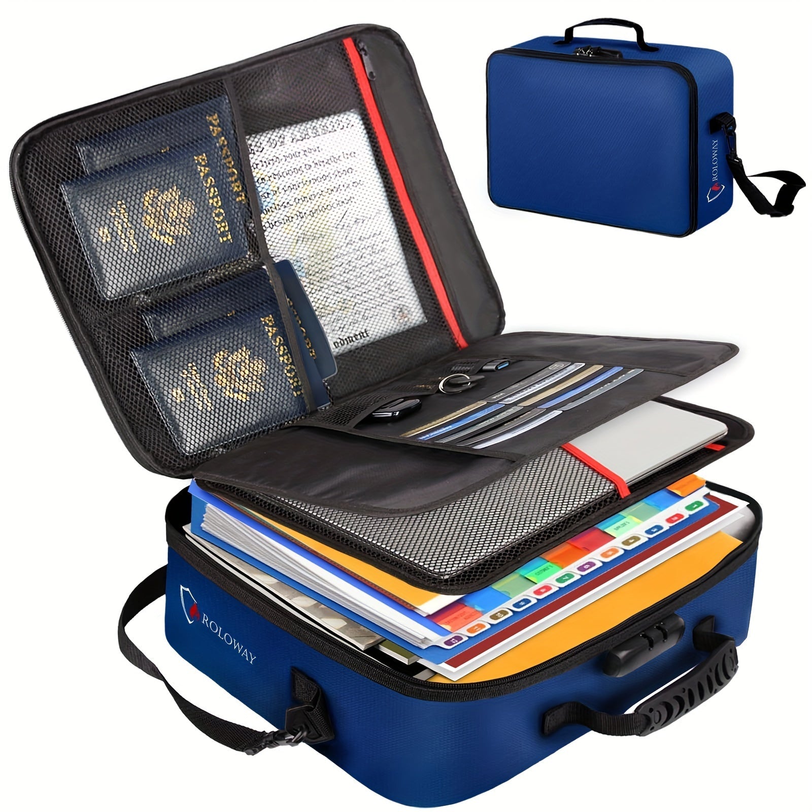 Fireproof Document Bag with Lock  Reflective Strip