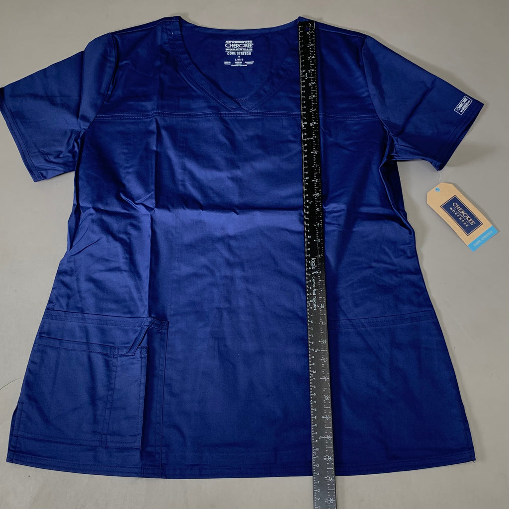 CHEROKEE Modern Classic Scrubs Top Core Stretch Women's SZ L Navy 4727