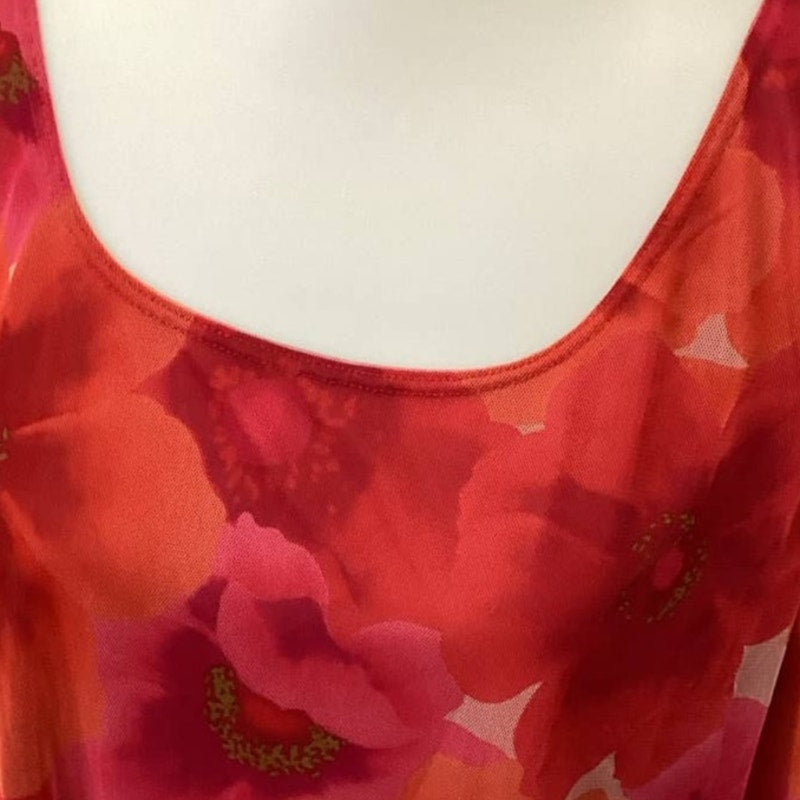 Jamie Nicole Collection Size 24 XL Red Layered Sleeveless Flowy Blouse Back Ties
