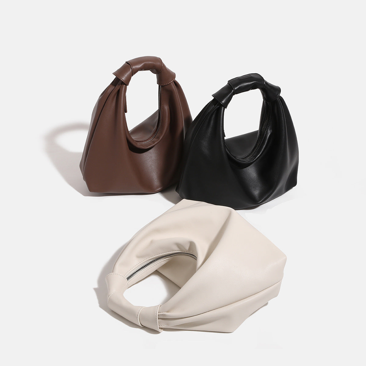 Women's Soft PU Leather Tote Shoulder Bag – Dumpling Style Handbag with Multiple Pockets