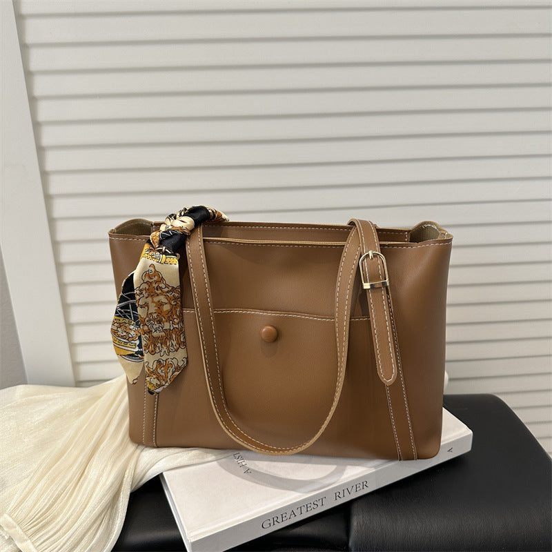 Women's High-Capacity PU Leather Shoulder Bag - Casual Streetwear Handbag with Multiple Pockets