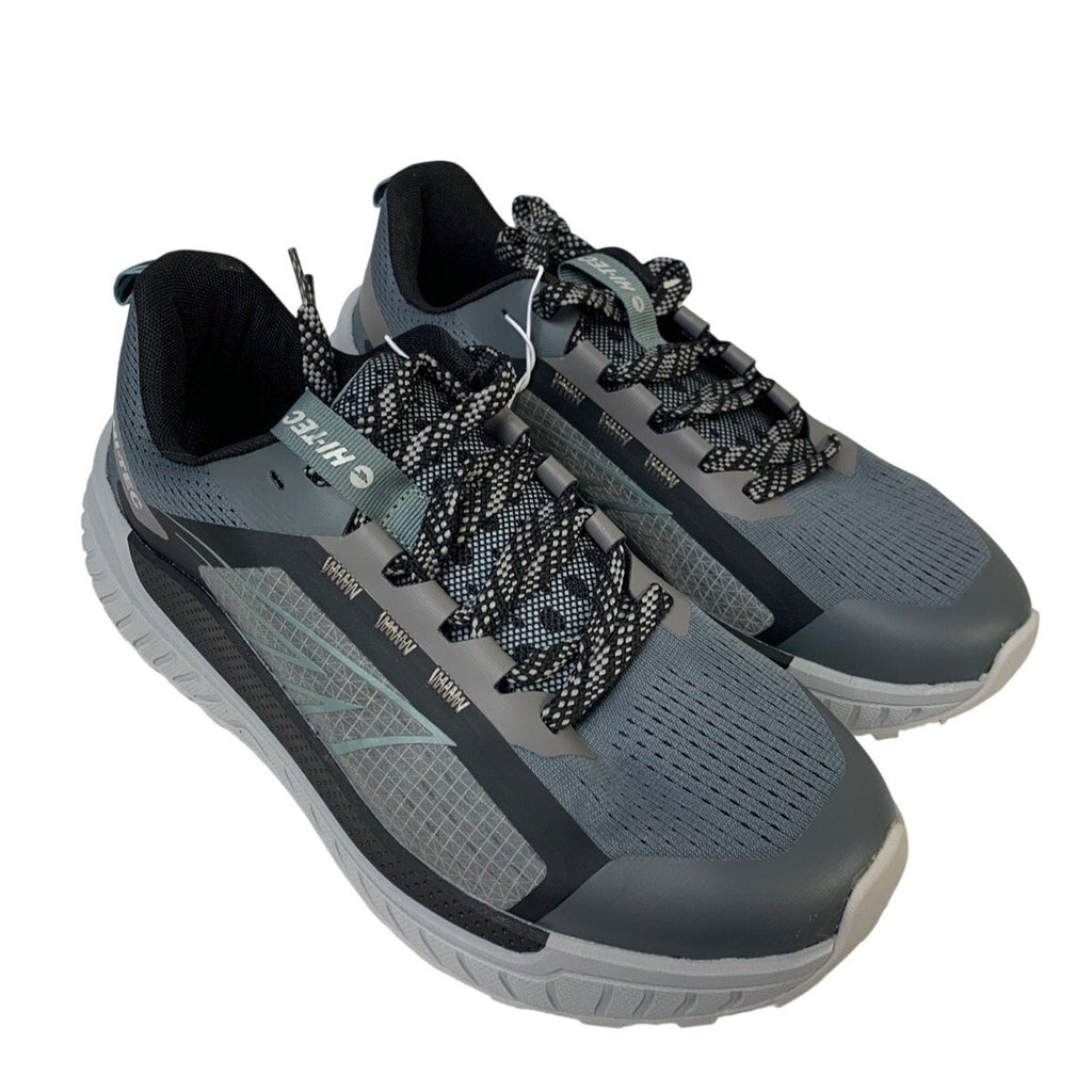 Hi-Tec Mens Size 8 Gray Black Mesh Lace Up Athletic Running Tennis Shoes