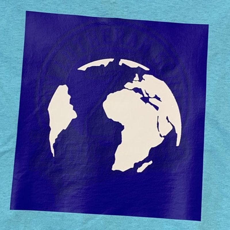 New Upcycled Hand Printed Youth Small Save Planet Earth Short Sleeve Tee Shirt