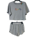 Upcycled Hand Printed Womens Large Rainbow Equality Pajama Tee Shirt Shorts