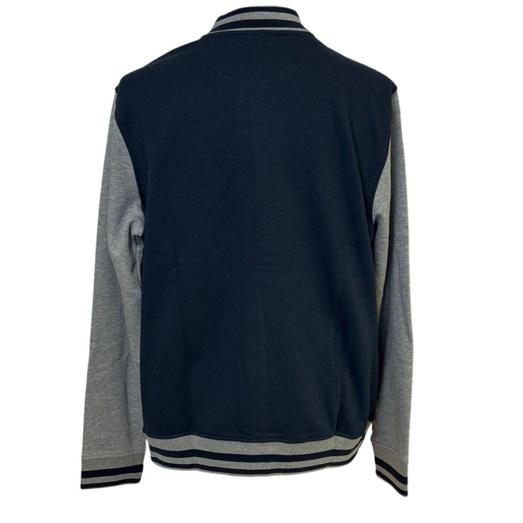 New Champion Mens XL Navy Gray Snap Up PolyCotton Athletic Wear Bomber Jacket