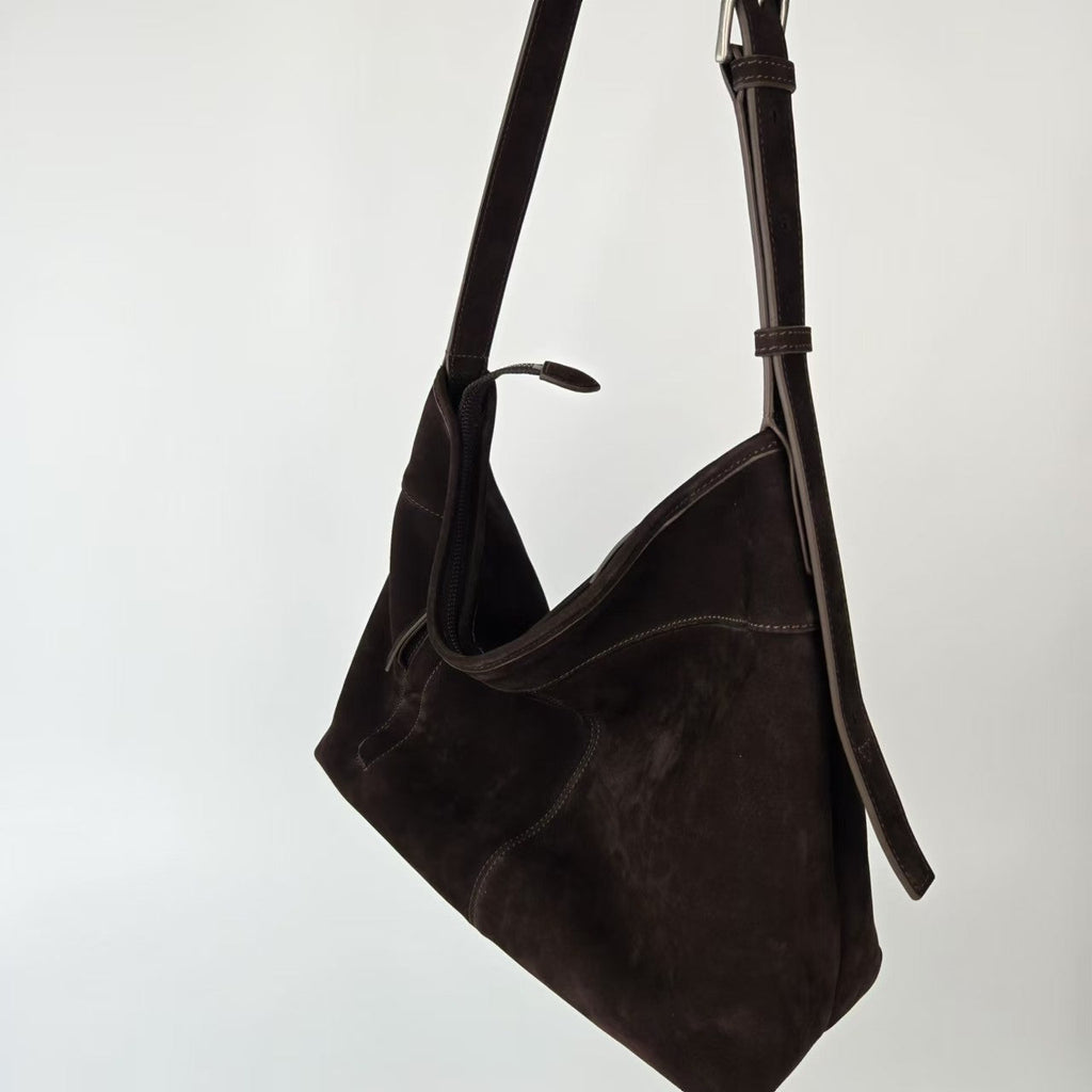 Women's Genuine Leather Single-Shoulder Bag – Matte Full-Grain Cowhide Crossbody Handbag