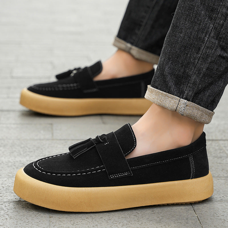 Men's British Style Derby Loafers – Suede Slip-On Casual Shoes