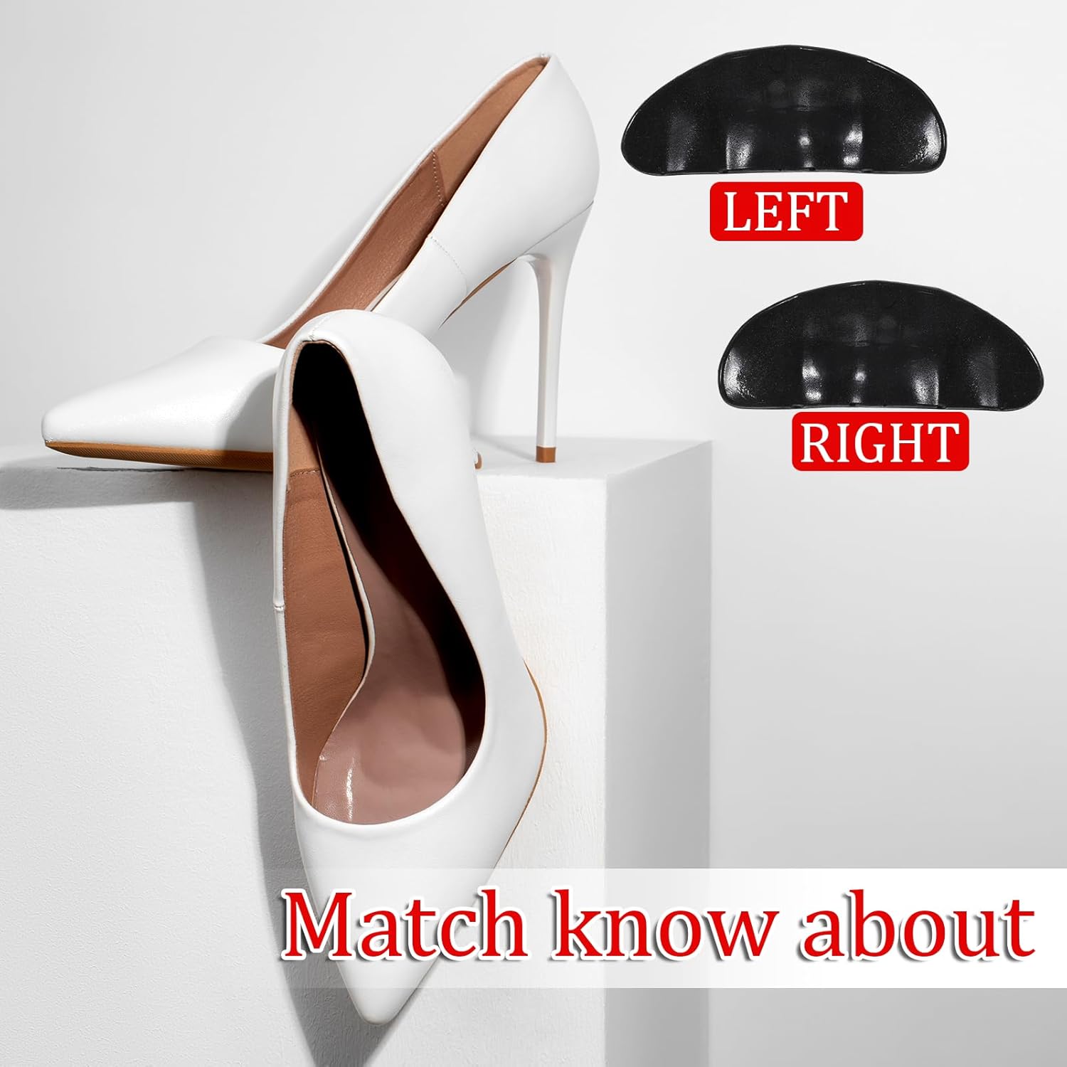 New Teaaha Black Womens Shoe Insert PU Cushion Pads for Loose Shoes - 4 Pieces