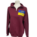 Hand Printed Upcycled Mens Medium Slava Ukraini Long Sleeve 1/4 Zip Sweatshirt