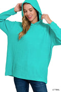 Zenana Hooded Brushed Melange Hacci Sweater
