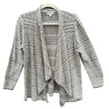 Lucky Brand Womens Large Cotton Open Front Swing Caridgan Tan Stripe Sweater