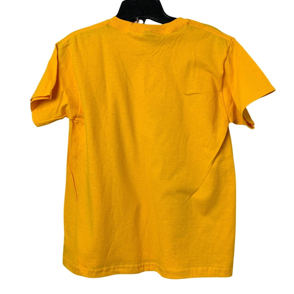 New Hand Printed Youth Medium Gold Yellow Black Lab Puppy Dog Crew Neck Tee