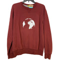 Upcycled Hand Printed Mens Medium Red Save Planet Earth Crew Neck Sweatshirt