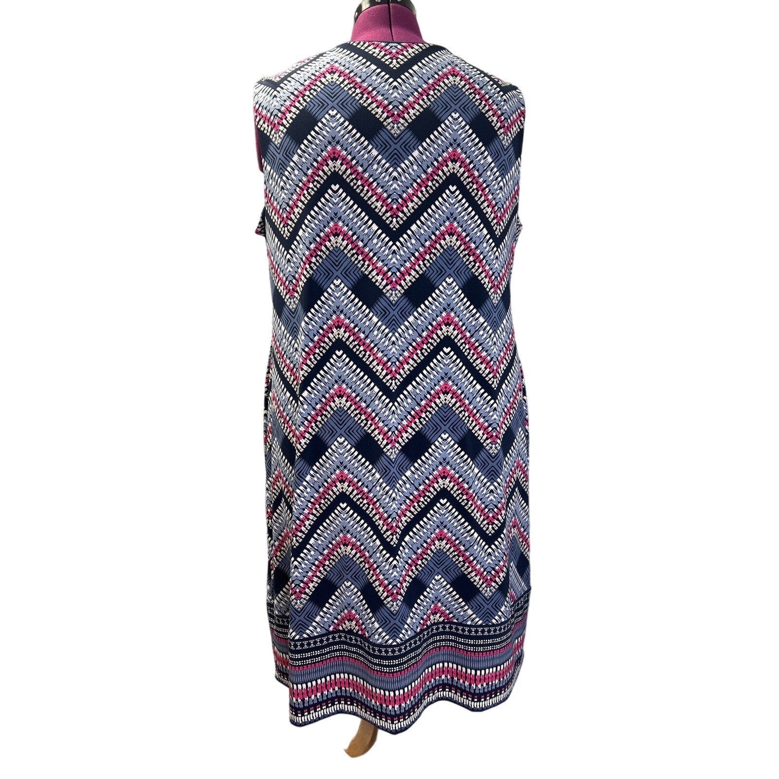 JM Collection Womens Plus Size 3X Sleeveless Beaded Chevron Stripe Sheath Dress