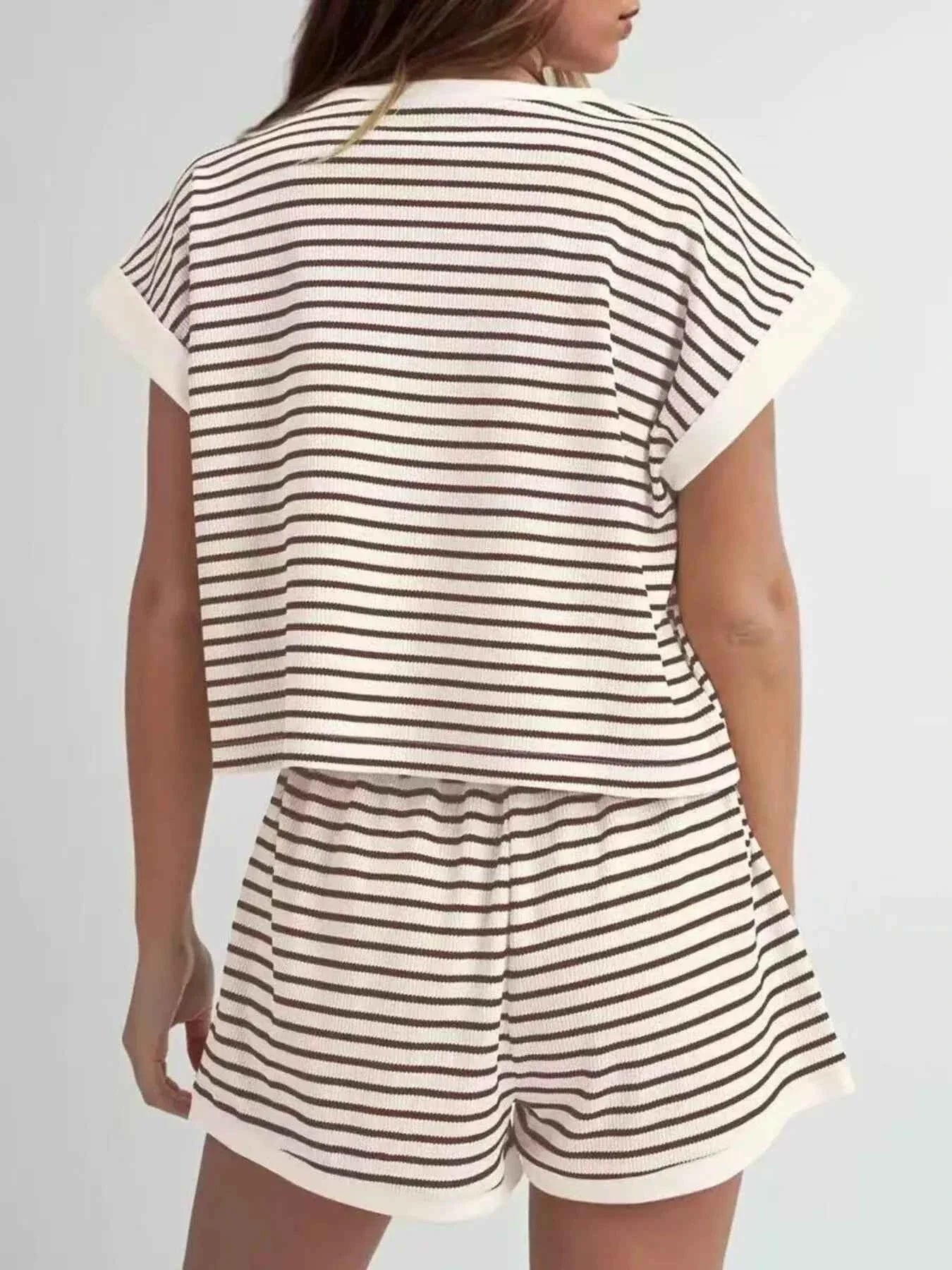 Striped Chic: Plus Size Top & Shorts Set