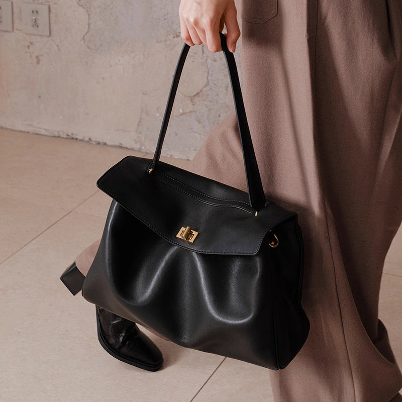 Women's Genuine Leather Tote Bag – Full-Grain Cowhide Structured Handbag