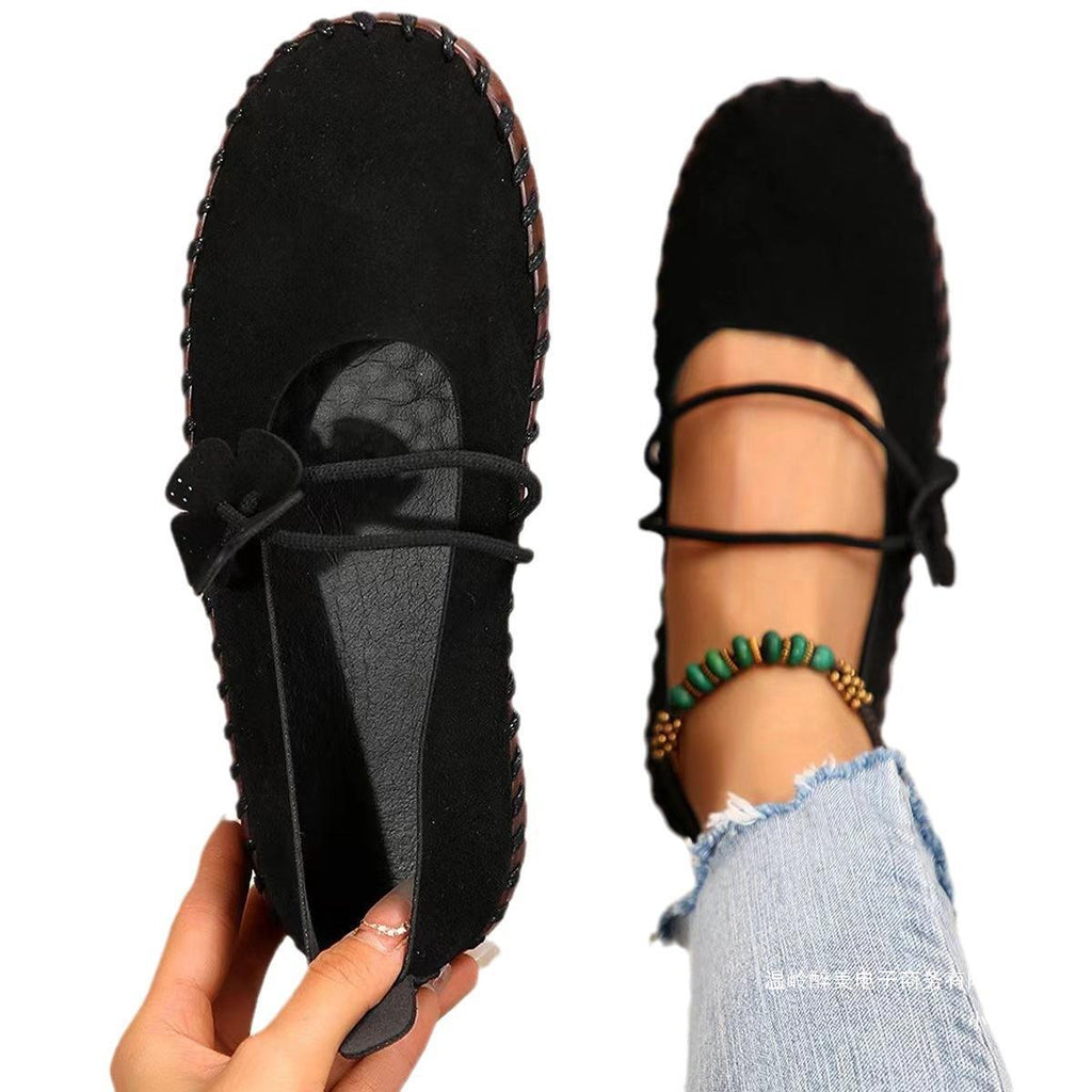 Women's Retro Breathable Round-Toe Flats - Lightweight Slip-On Shoes with Soft Soles