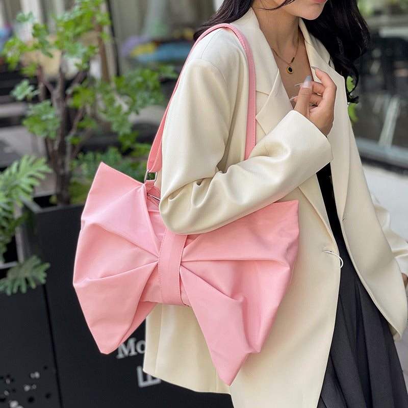 Korean-Style Chic Bow Tote Bag | Large Capacity Canvas Handbag