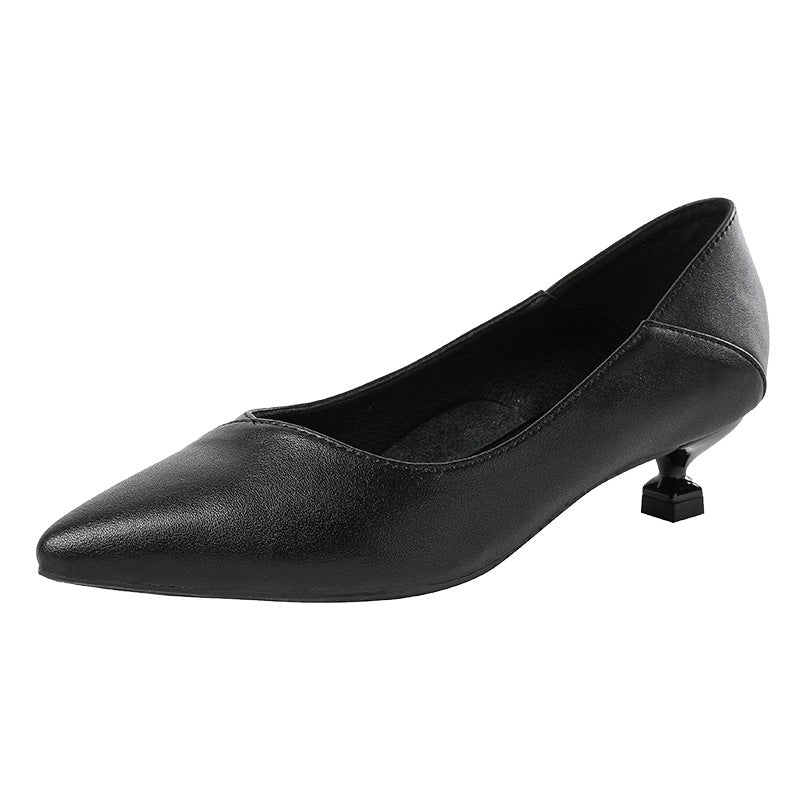 Women's Black Pointed Toe Pumps - Professional Work Heels with 5cm Stiletto