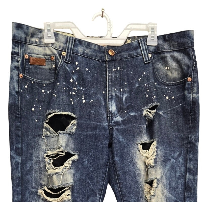 Winchester Mens 36 Factory Distressed & Paint Splattered Bleached Lined Jeans