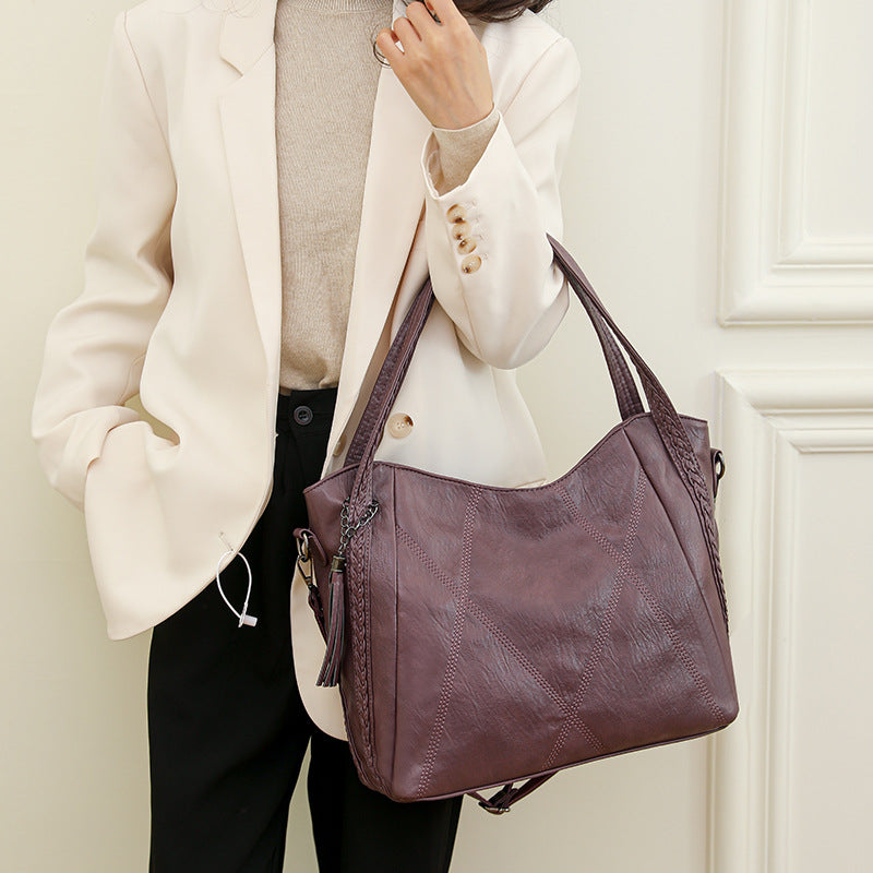Women's PU Leather Crossbody Tote Bag – Spacious, Minimalist & Versatile