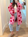 Heart Pattern Open Front Cardigan