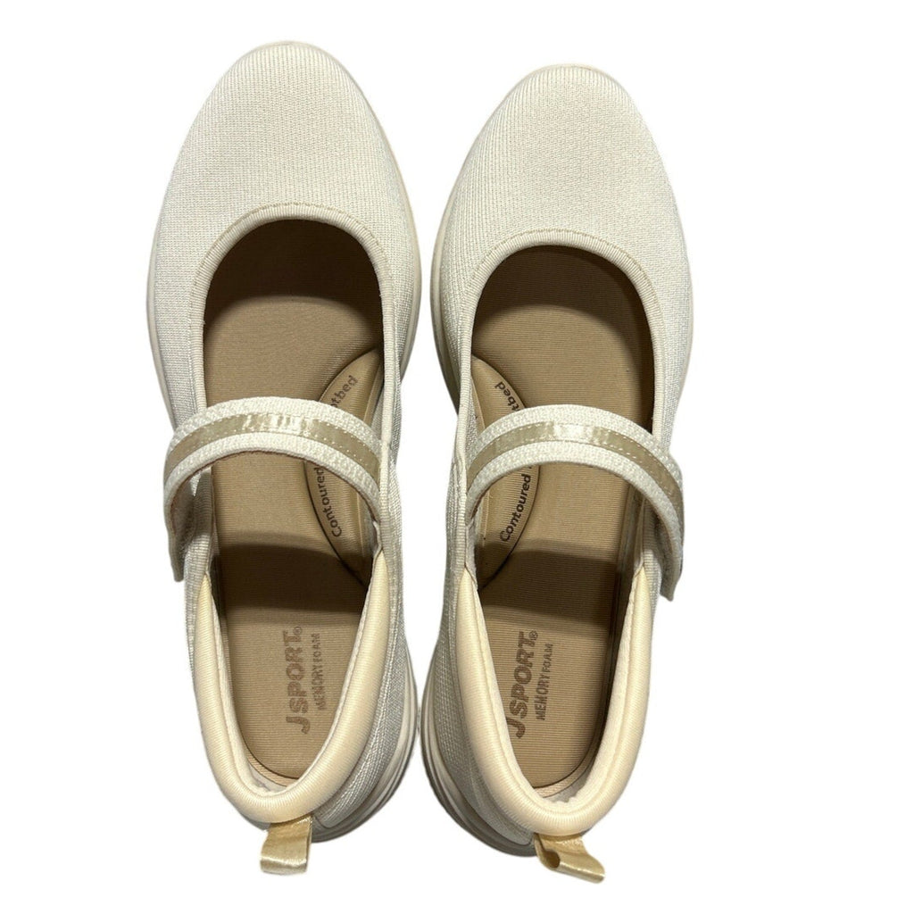 JSport Womens Size 8 Beige Tan Hook Loop Closure Mary Jane Comfort Shoes