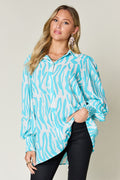 Smocked Long Sleeve Top with Alluring Print