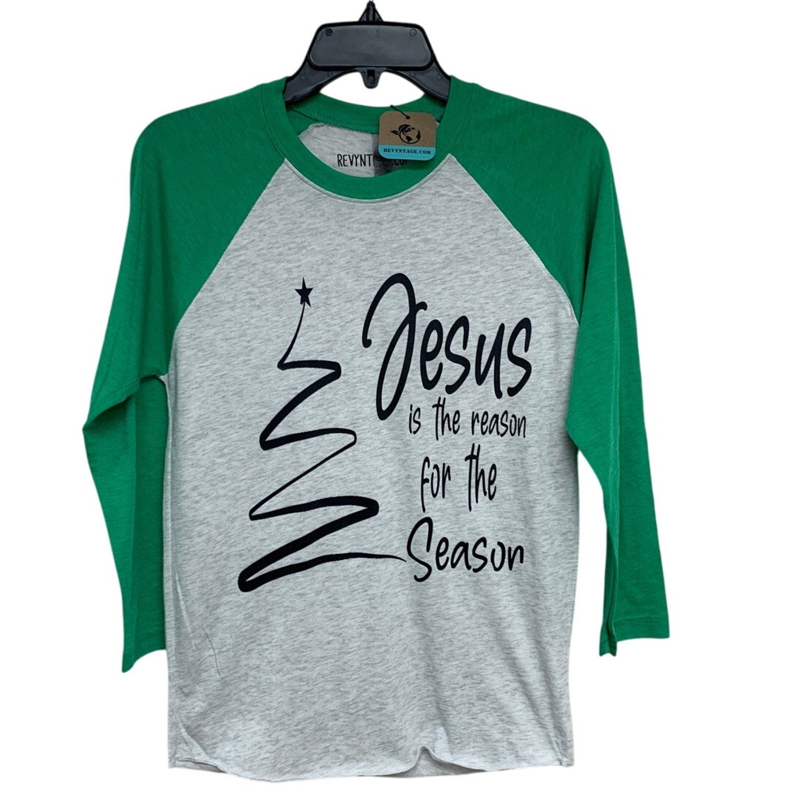 New Hand Printed Womens Large Jesus Is The Reason For The Season Christmas Tee