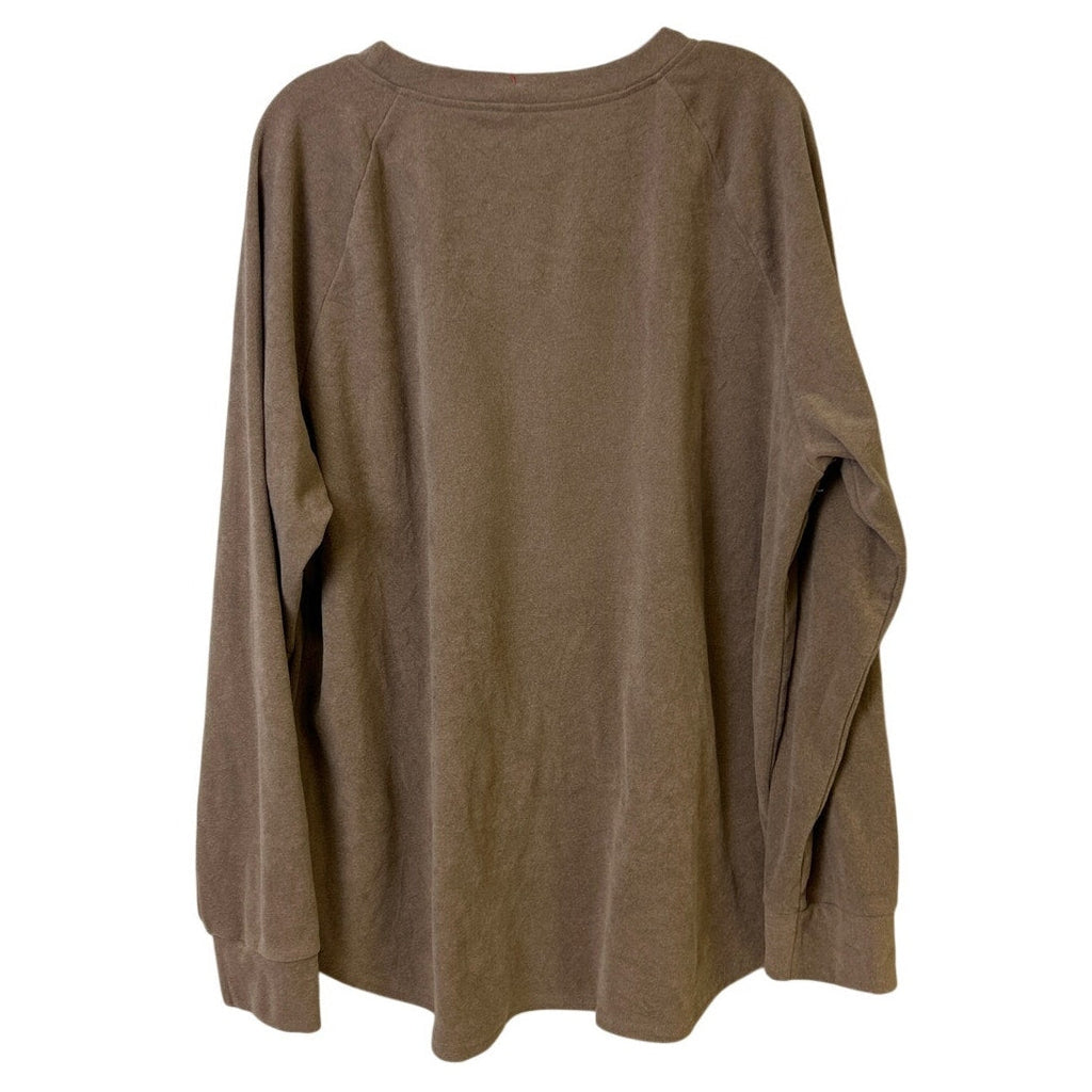 Upcycled Hand Printed Womens 2XL Rustic Pinecone Long Sleeve Light Sweatshirt