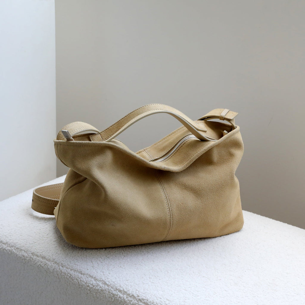 Women's Genuine Leather Matte Commuter Tote Crossbody Bag – Minimalist Square Shoulder Bag