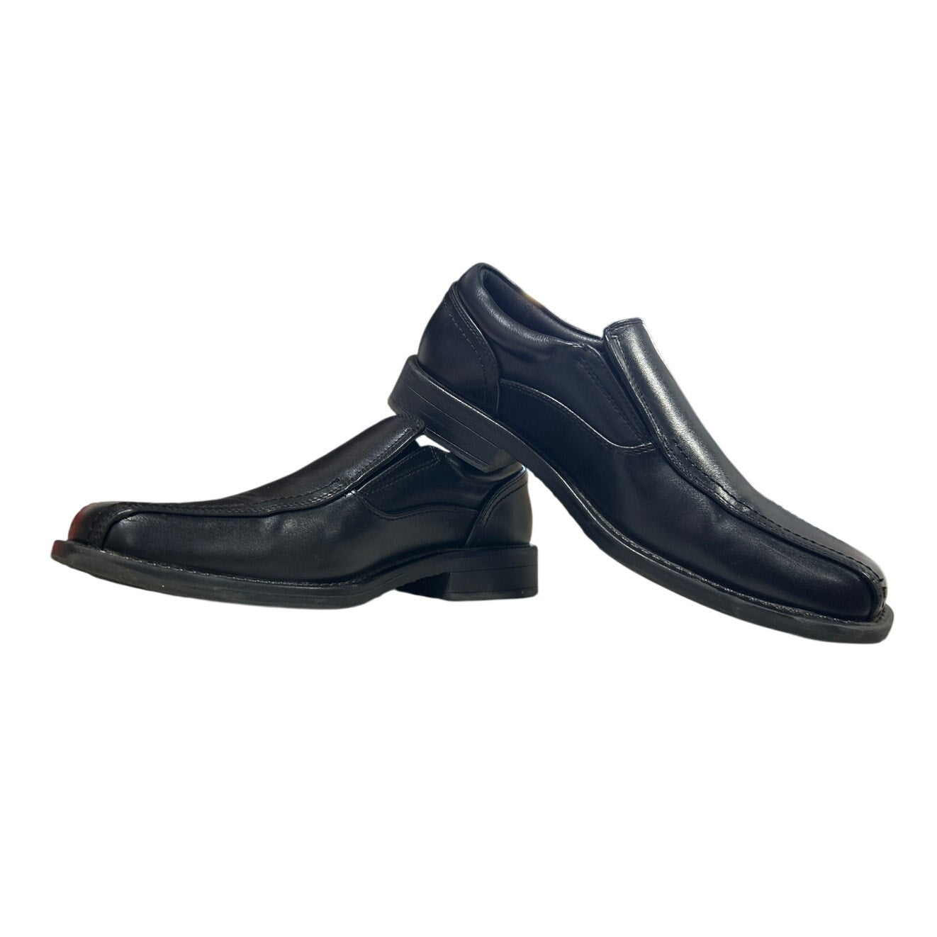 Bruno Marc Boys Size 5 Black Faux Leather Slip-On No Tie Loafer Dress Shoes