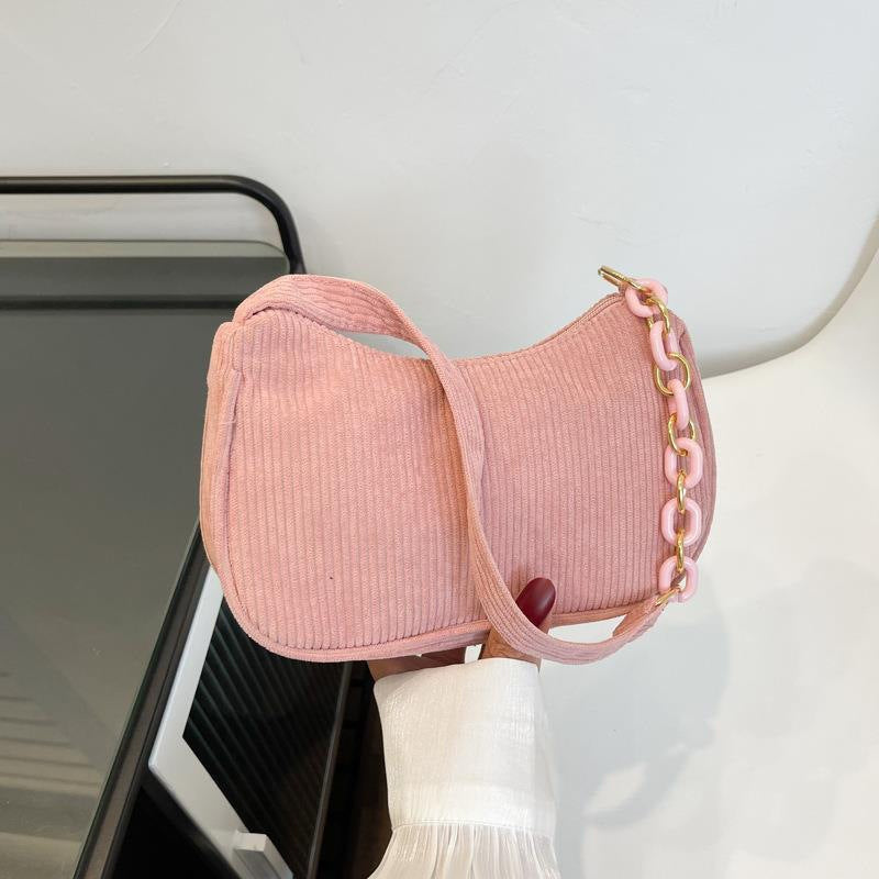Artistic Fabric Bag Minimalist Casual Corduroy Single-shoulder Bag For Women