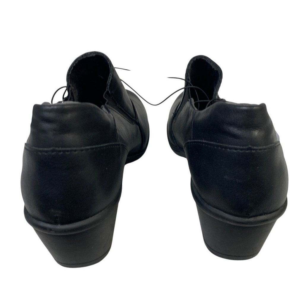 New JBU Women Size 8 Black Faux Leather Kyley Hook Loop Adjustable Comfort Shoes