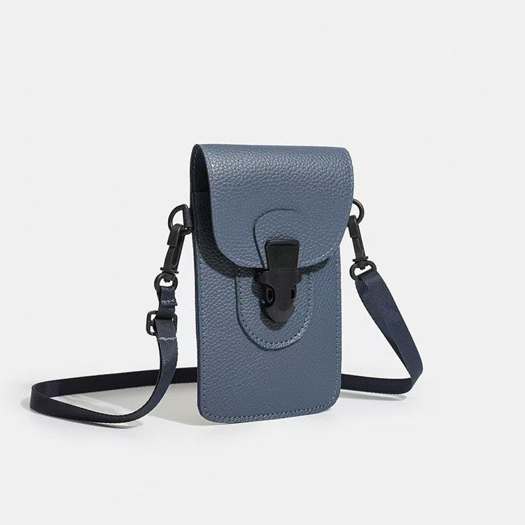 Minimalist Lock-Clasp Crossbody Mini Bag – PU Leather Unisex Shoulder Bag
